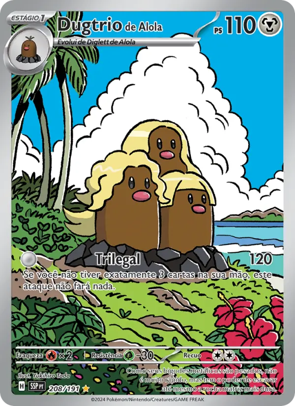Carta Dugtrio de Alola, número 208/191 da coleção Fagulhas Impetuosas