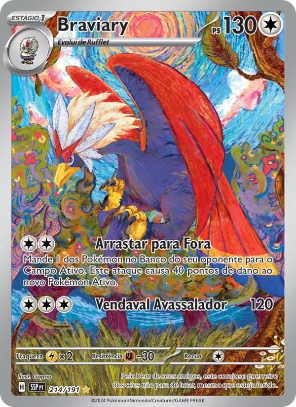 Carta Braviary, número 214/191 da coleção Fagulhas Impetuosas
