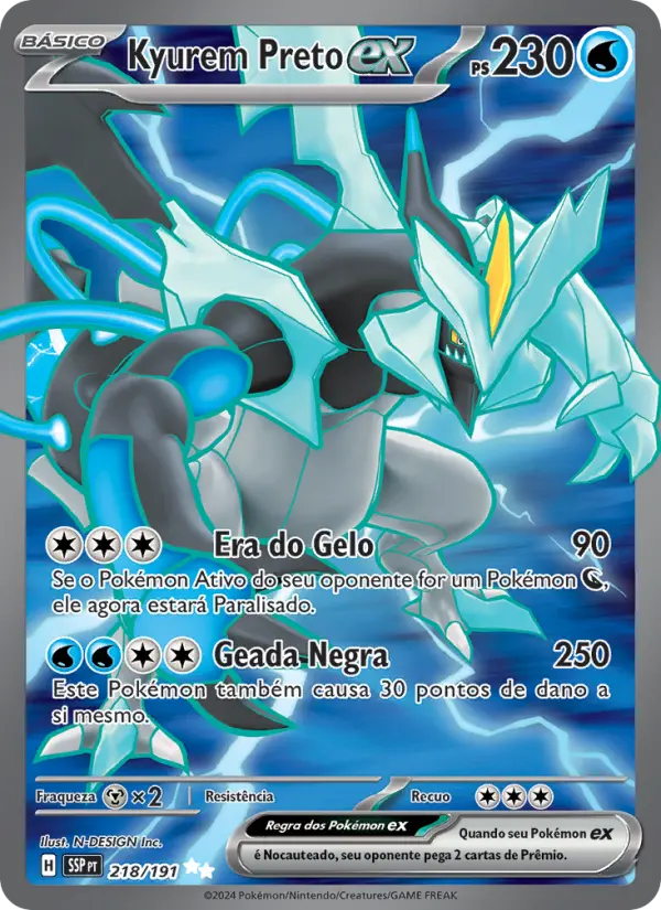 Carta Kyurem Preto ex, número 218/191 da coleção Fagulhas Impetuosas