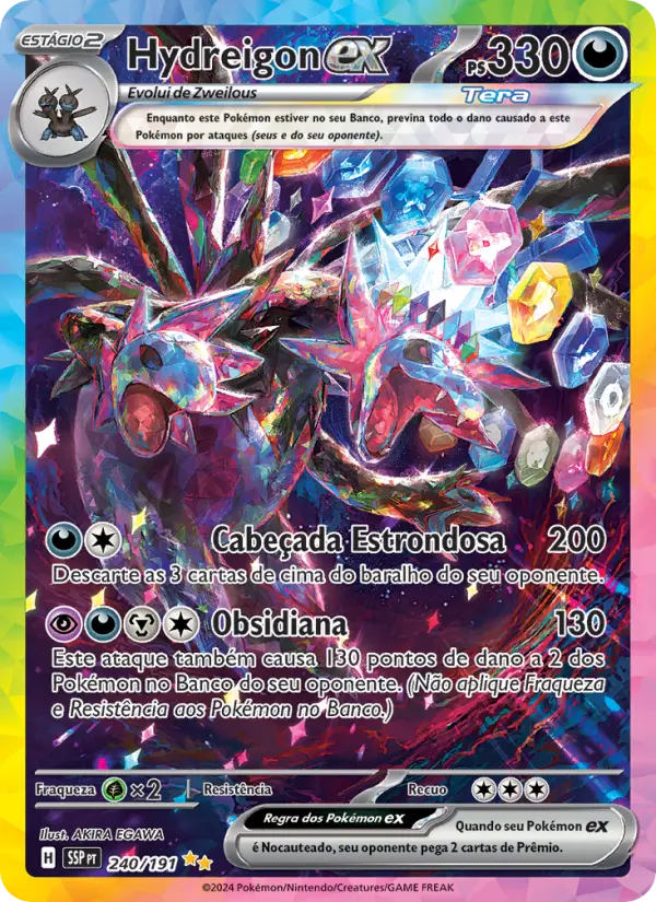 Carta Hydreigon ex, número 240/191 da coleção Fagulhas Impetuosas