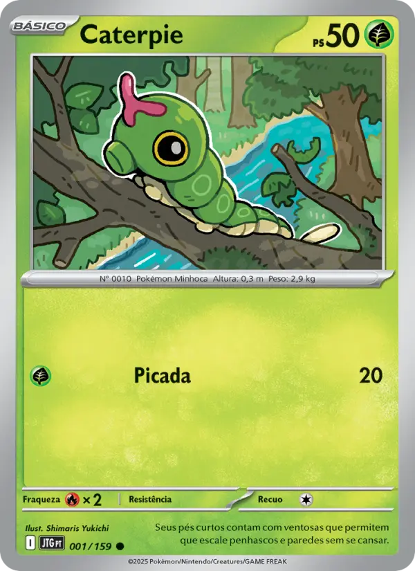 Carta Caterpie, número 001/159 da coleção Amigos de Jornada
