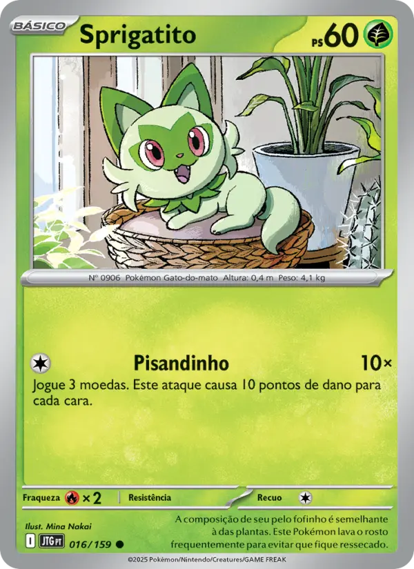 Carta Sprigatito, número 016/159 da coleção Amigos de Jornada