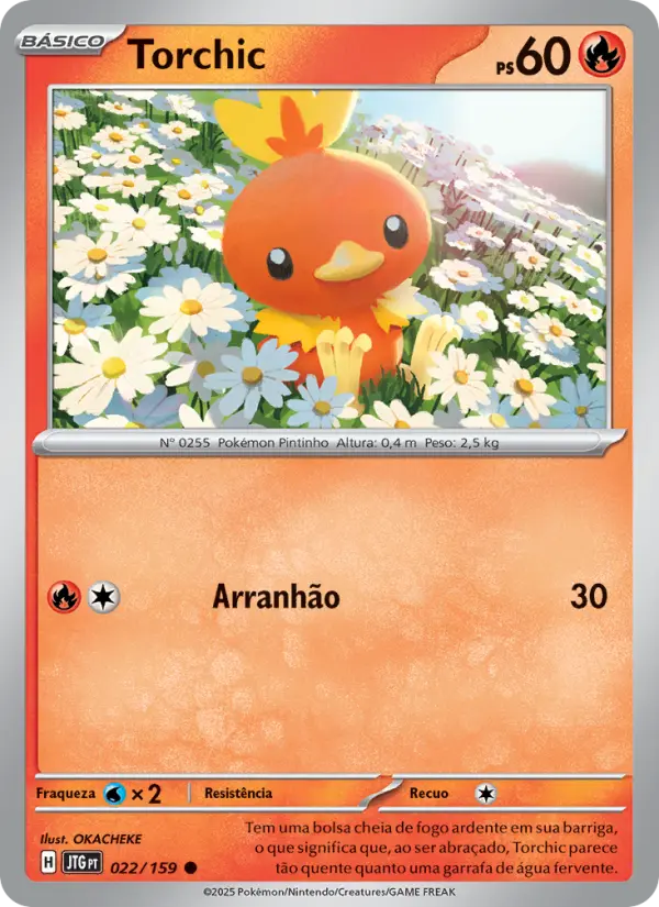 Carta Torchic, número 022/159 da coleção Amigos de Jornada