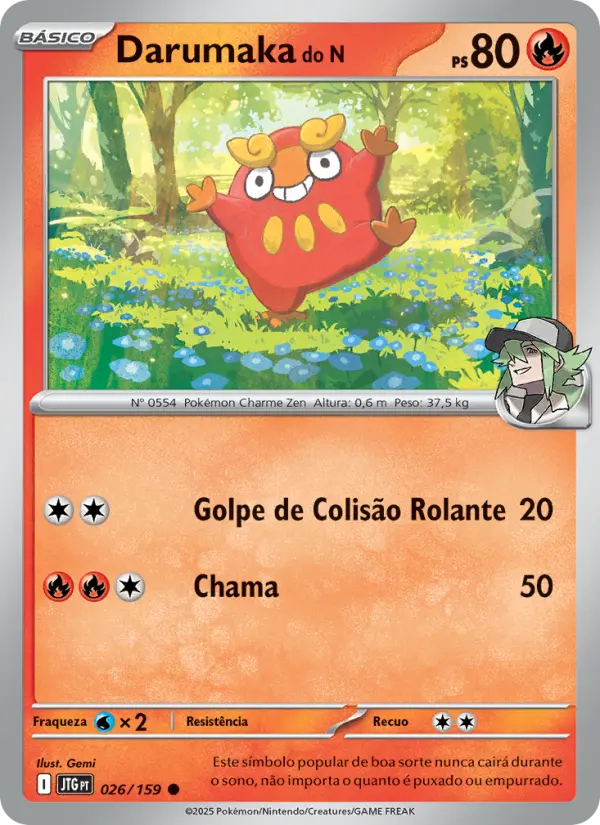 Carta Darumaka do N, número 026/159 da coleção Amigos de Jornada