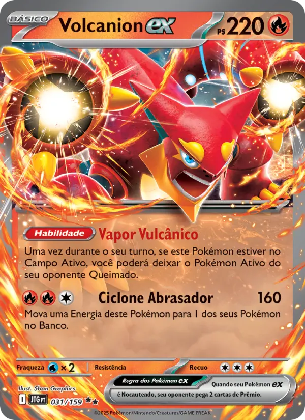Carta Volcanion ex, número 031/159 da coleção Amigos de Jornada