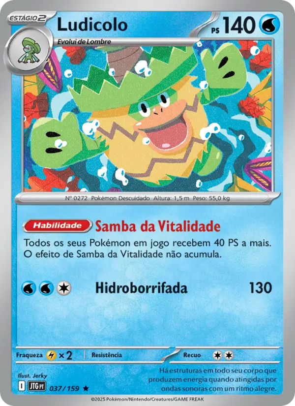 Carta Ludicolo, número 037/159 da coleção Amigos de Jornada