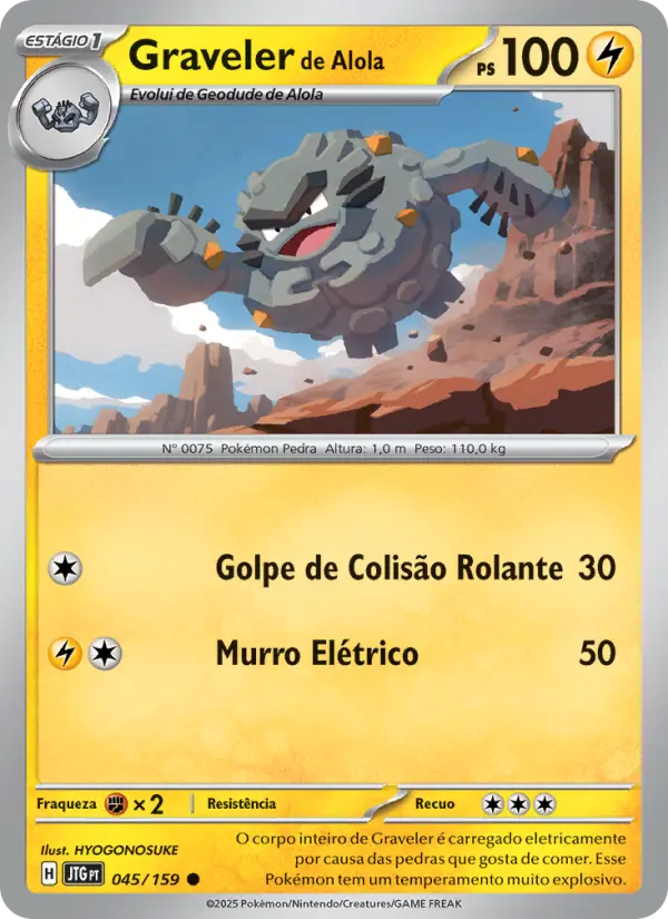 Carta Graveler de Alola, número 045/159 da coleção Amigos de Jornada