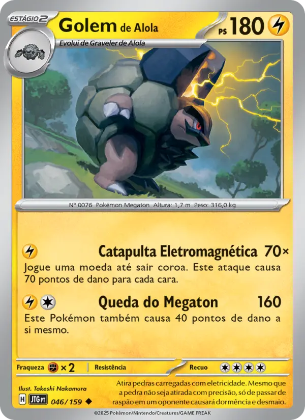 Carta Golem de Alola, número 046/159 da coleção Amigos de Jornada