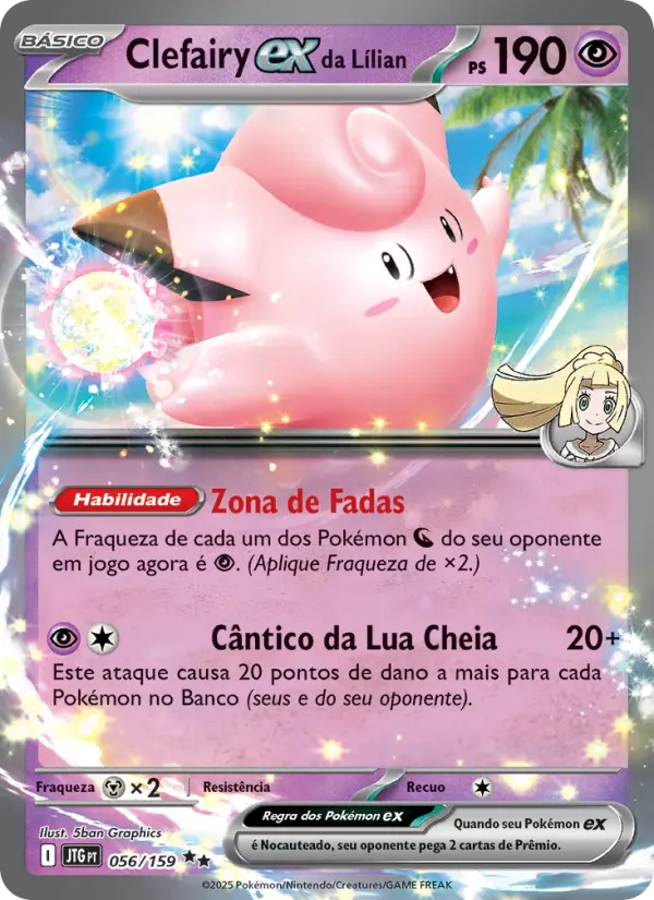Carta Clefairy ex da Lílian, número 056/159 da coleção Amigos de Jornada