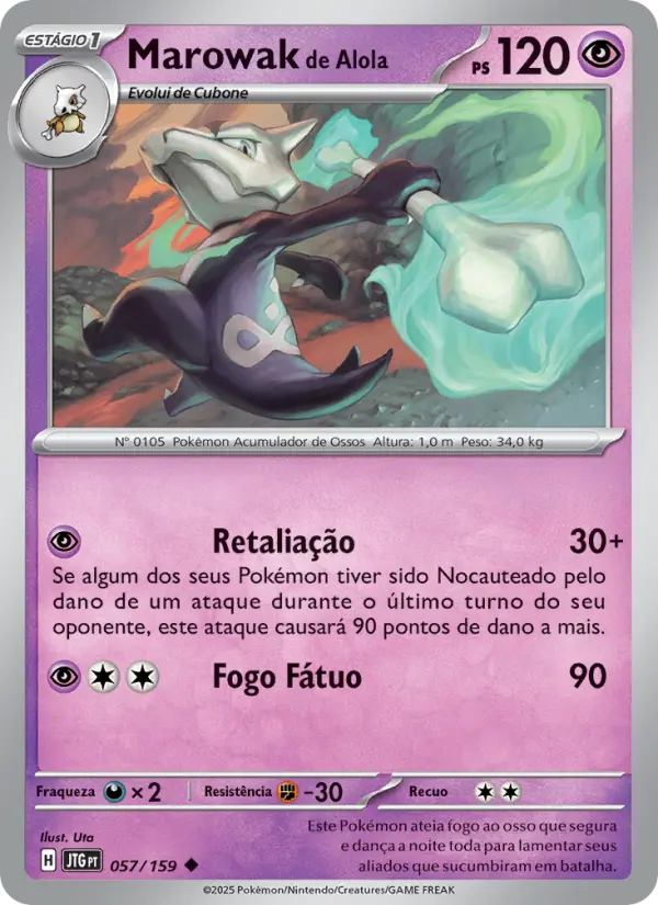 Carta Marowak de Alola, número 057/159 da coleção Amigos de Jornada