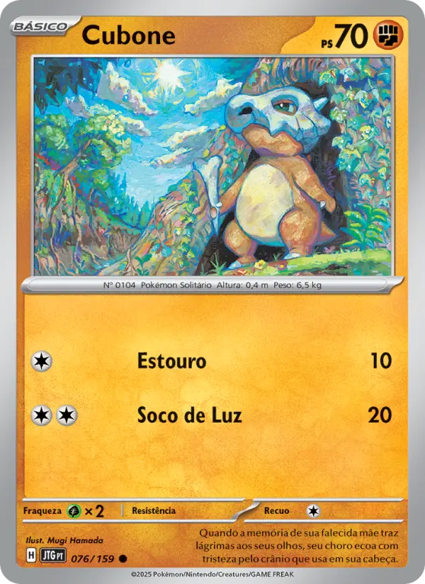Carta Cubone, número 076/159 da coleção Amigos de Jornada