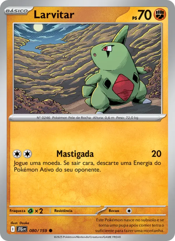 Carta Larvitar, número 080/159 da coleção Amigos de Jornada