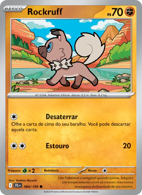 Carta Rockruff, número 084/159 da coleção Amigos de Jornada