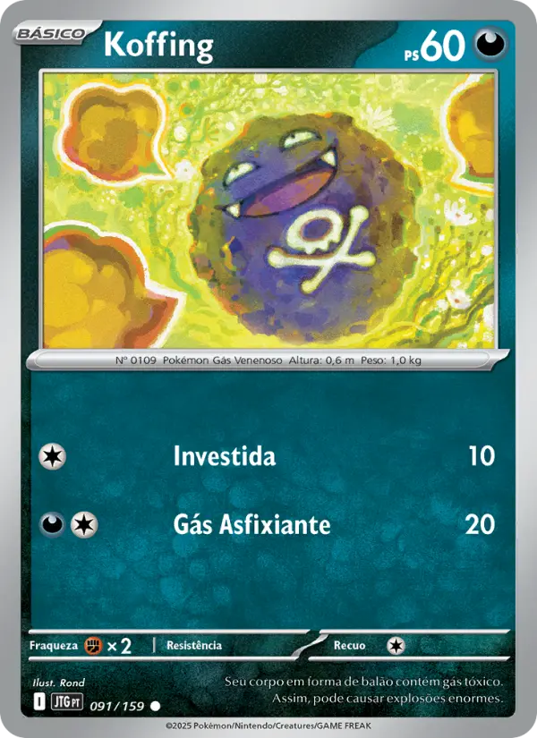 Carta Koffing, número 091/159 da coleção Amigos de Jornada