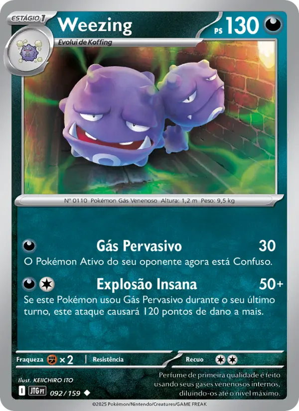 Carta Weezing, número 092/159 da coleção Amigos de Jornada