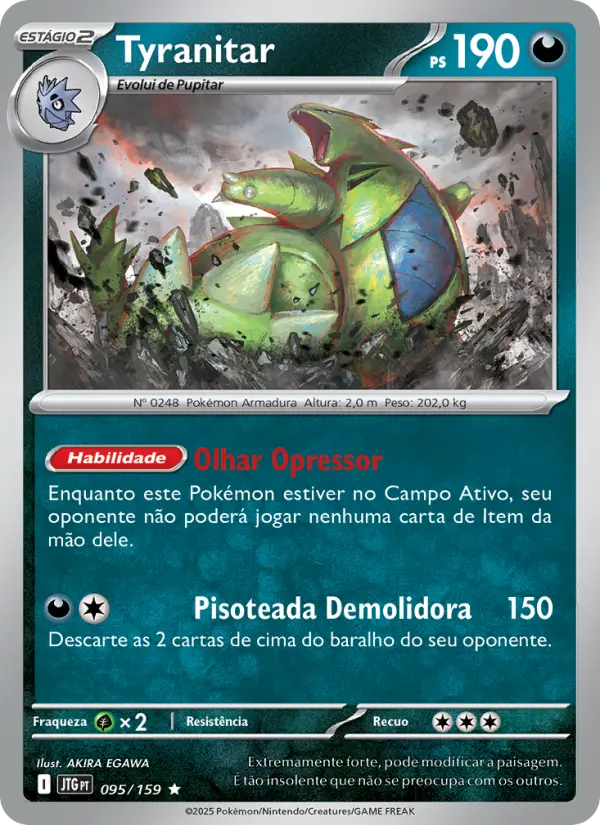 Carta Tyranitar, número 095/159 da coleção Amigos de Jornada