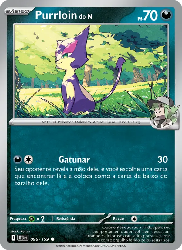 Carta Purrloin do N, número 096/159 da coleção Amigos de Jornada