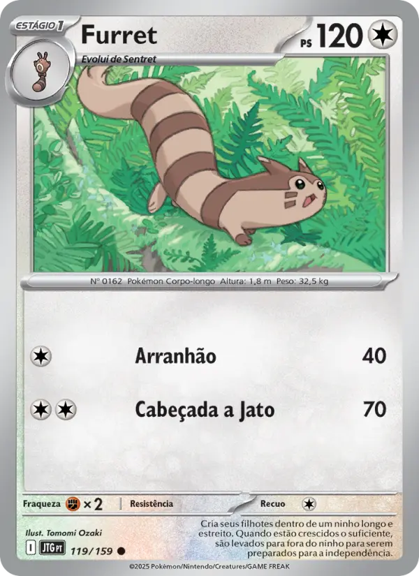 Carta Furret, número 119/159 da coleção Amigos de Jornada