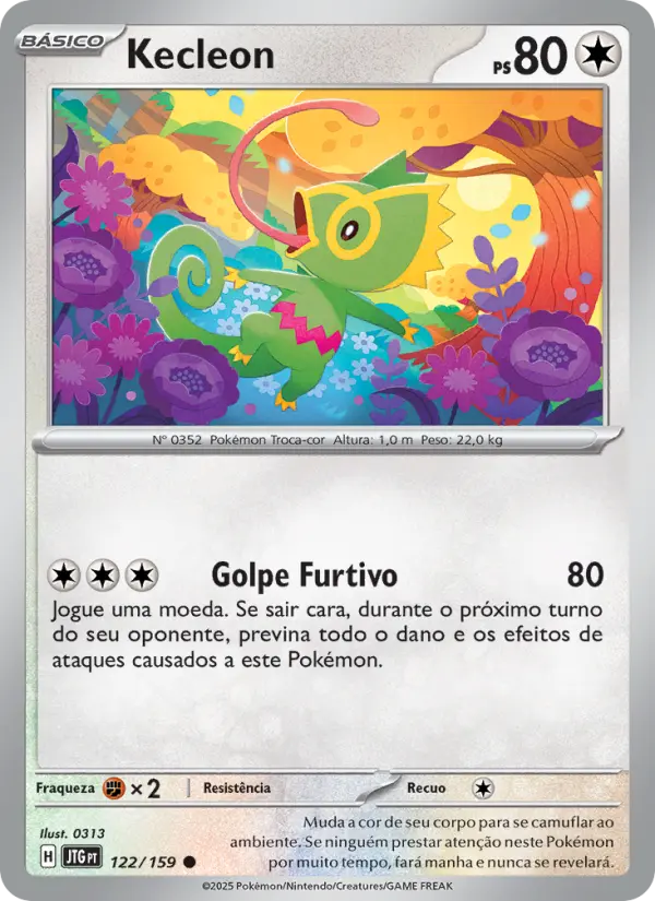 Carta Kecleon, número 122/159 da coleção Amigos de Jornada