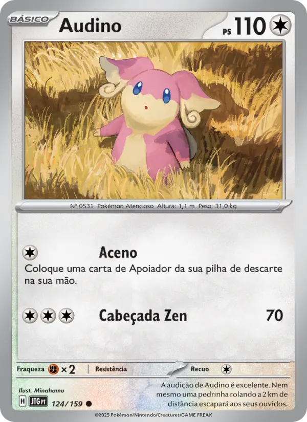 Carta Audino, número 124/159 da coleção Amigos de Jornada
