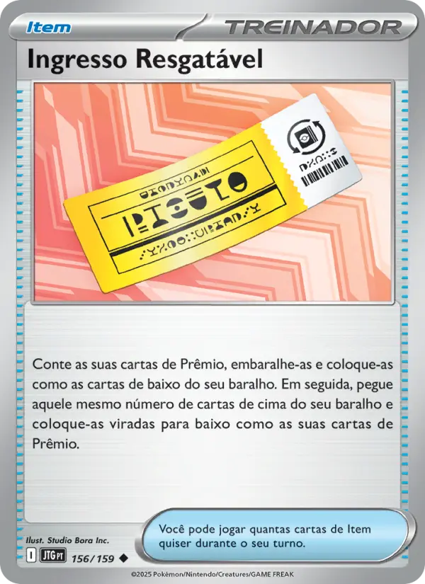 Carta Ingresso Resgatável, número 156/159 da coleção Amigos de Jornada