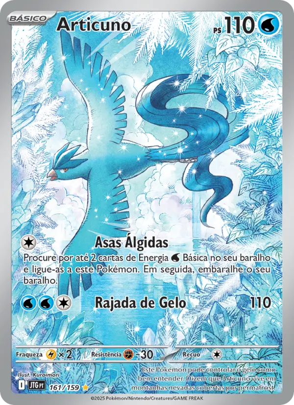 Carta Articuno, número 161/159 da coleção Amigos de Jornada