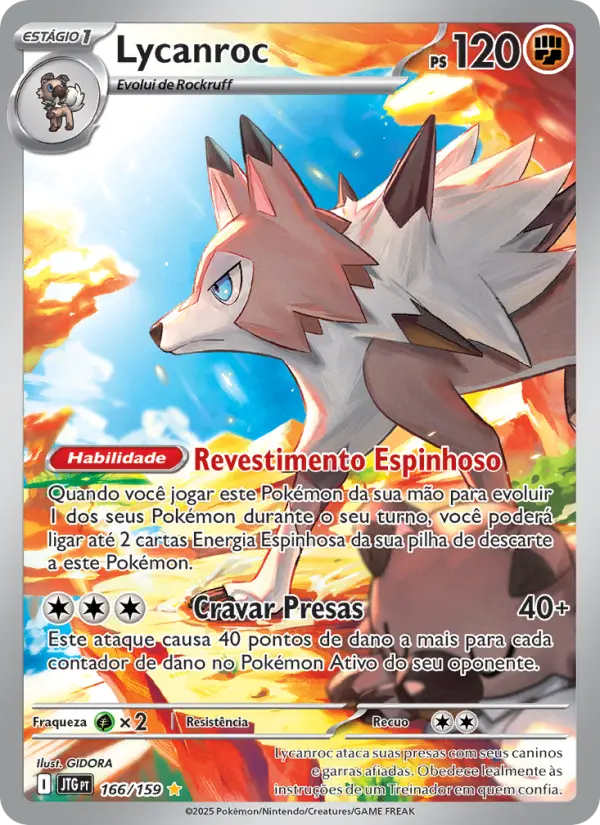 Carta Lycanroc, número 166/159 da coleção Amigos de Jornada