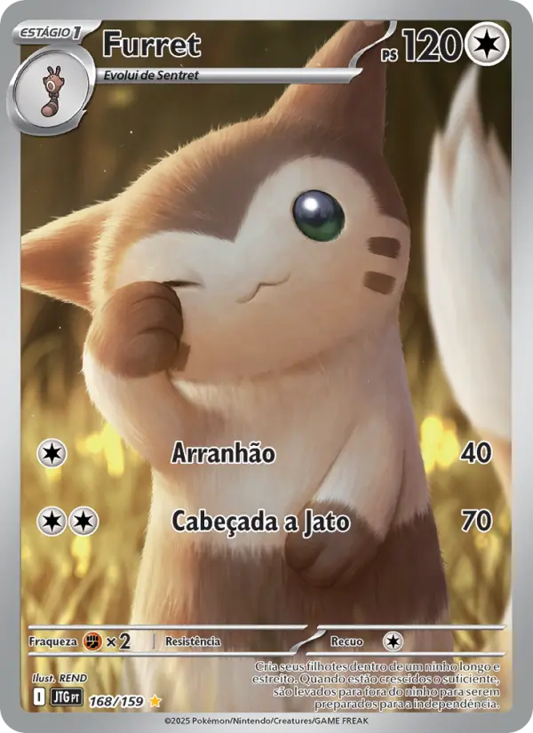 Carta Furret, número 168/159 da coleção Amigos de Jornada