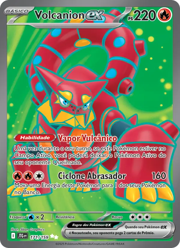 Carta Volcanion ex, número 171/159 da coleção Amigos de Jornada
