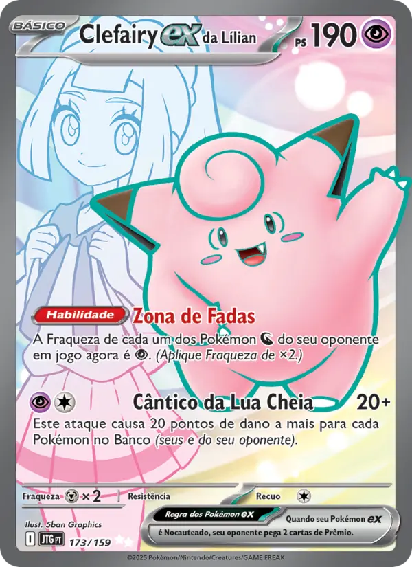 Carta Clefairy ex da Lílian, número 173/159 da coleção Amigos de Jornada