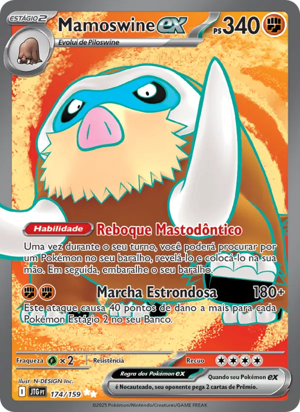 Carta Mamoswine ex, número 174/159 da coleção Amigos de Jornada