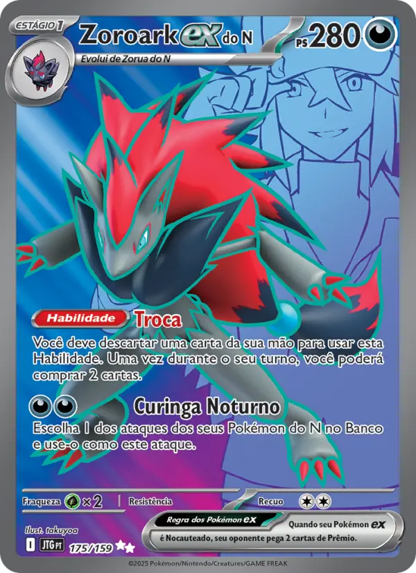 Carta Zoroark ex do N, número 175/159 da coleção Amigos de Jornada