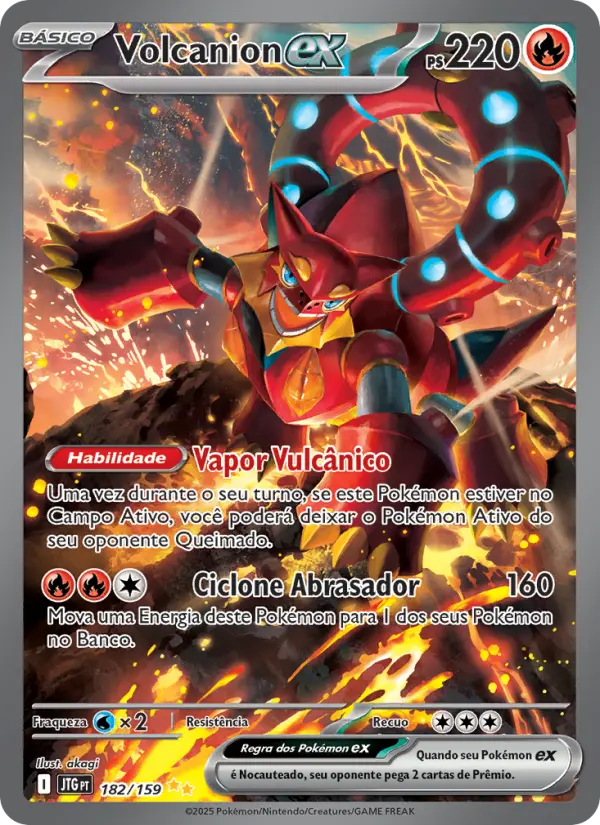 Carta Volcanion ex, número 182/159 da coleção Amigos de Jornada