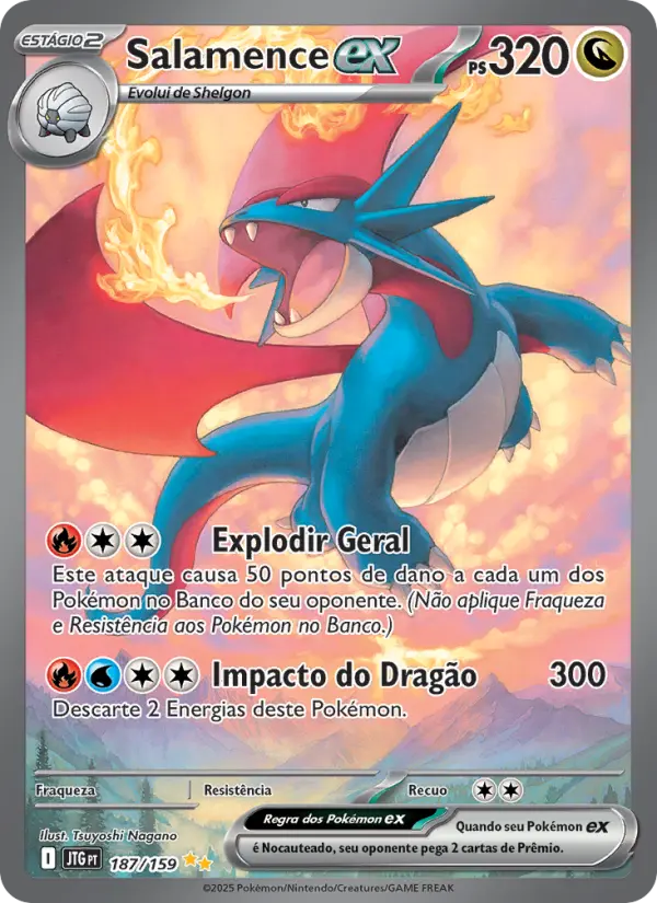 Carta Salamence ex, número 187/159 da coleção Amigos de Jornada