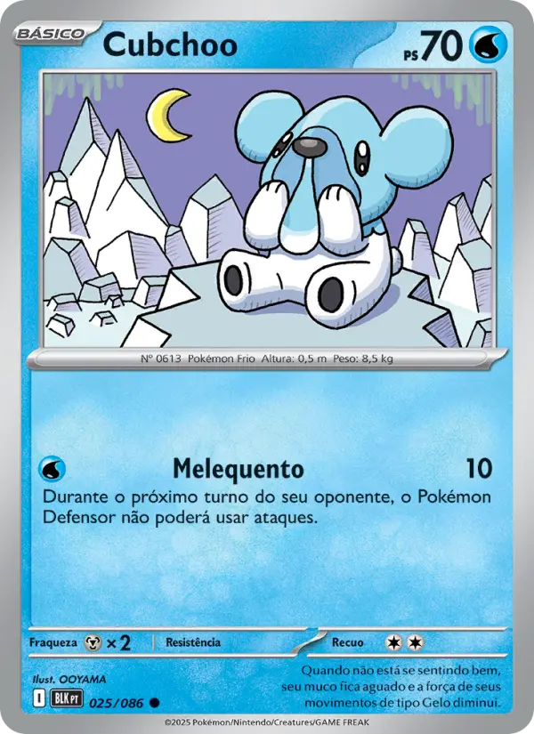 Carta Cubchoo, número 025/86 da coleção Raio Preto