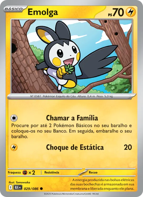 Carta Emolga, número 029/86 da coleção Raio Preto