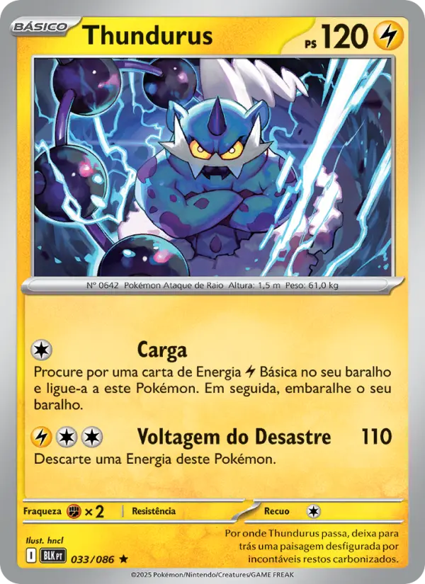 Carta Thundurus, número 033/86 da coleção Raio Preto