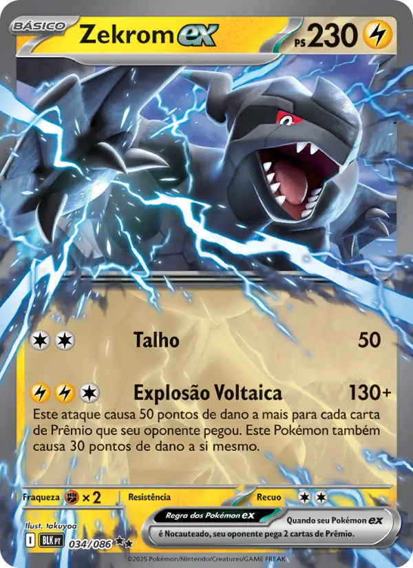 Carta Zekrom ex, número 034/86 da coleção Raio Preto