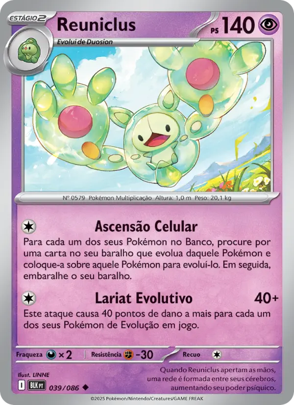 Carta Reuniclus, número 039/86 da coleção Raio Preto