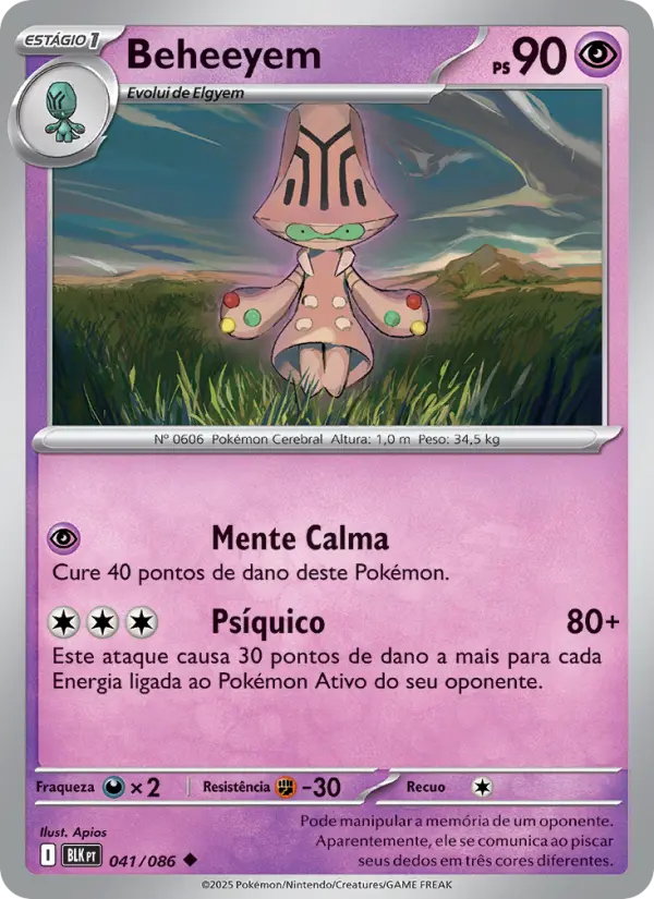 Carta Beheeyem, número 041/86 da coleção Raio Preto