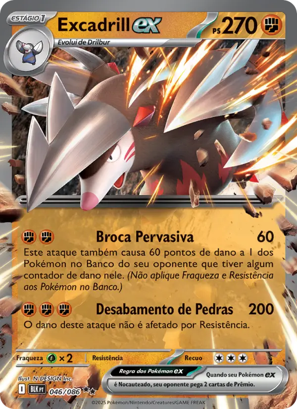 Carta Excadrill ex, número 046/86 da coleção Raio Preto