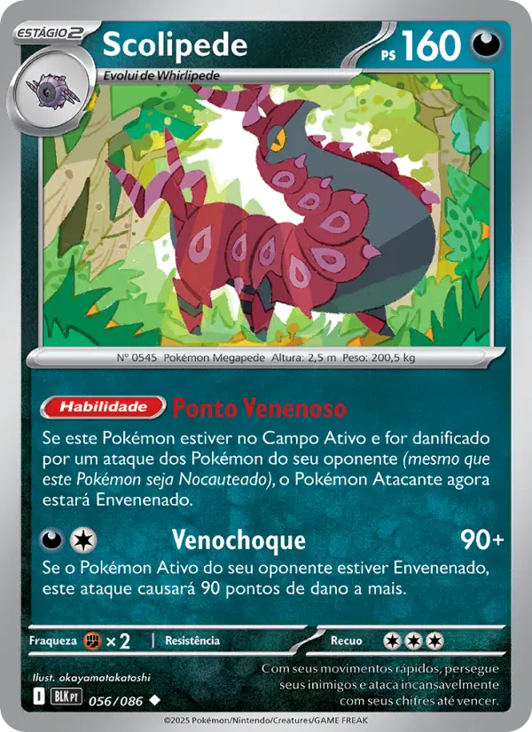 Carta Scolipede, número 056/86 da coleção Raio Preto