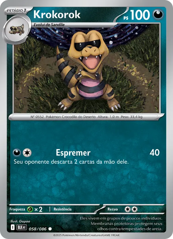 Carta Krokorok, número 058/86 da coleção Raio Preto