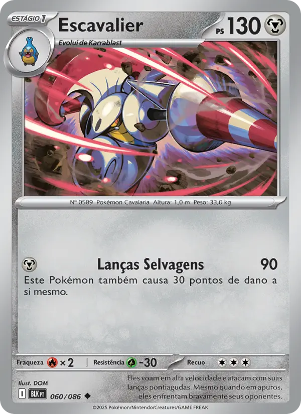 Carta Escavalier, número 060/86 da coleção Raio Preto