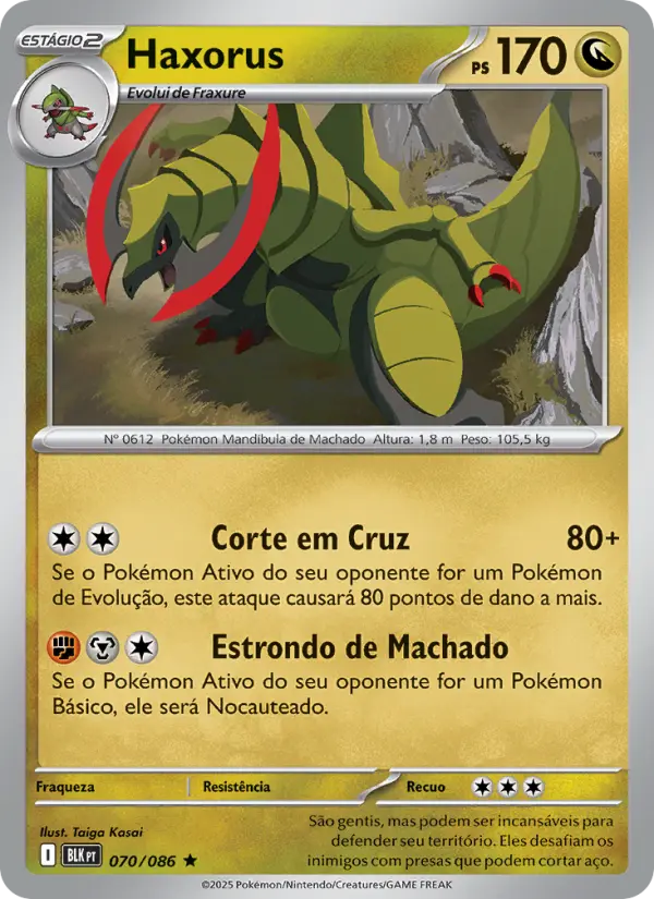 Carta Haxorus, número 070/86 da coleção Raio Preto