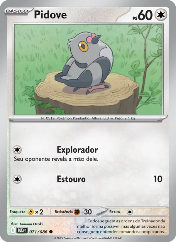 Carta Pidove, número 071/86 da coleção Raio Preto