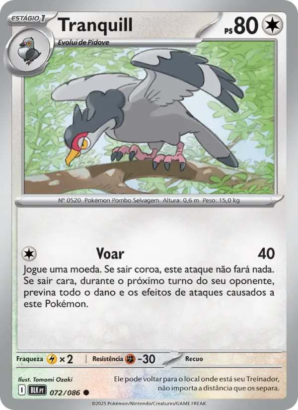 Carta Tranquill, número 072/86 da coleção Raio Preto