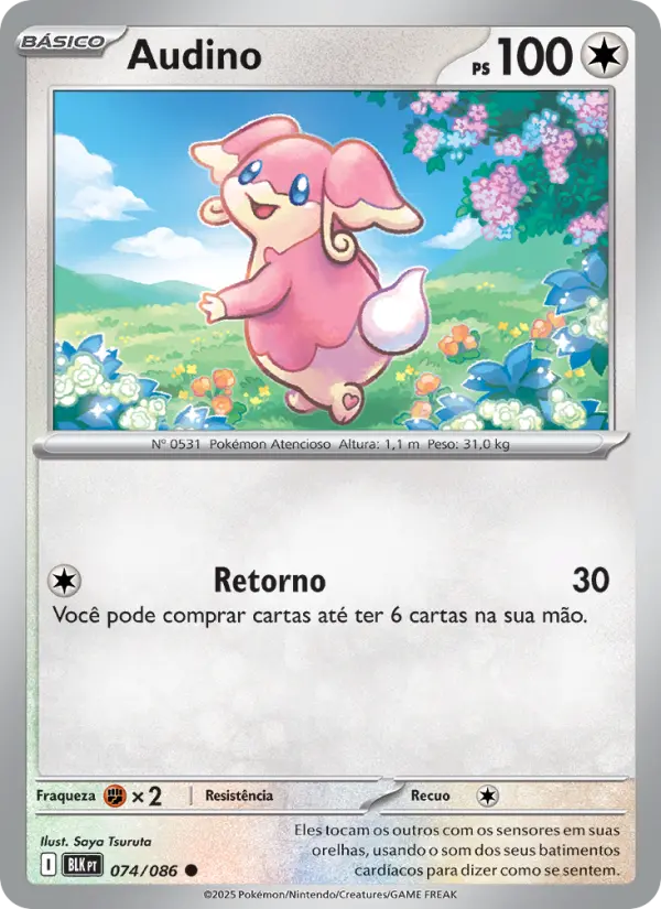 Carta Audino, número 074/86 da coleção Raio Preto