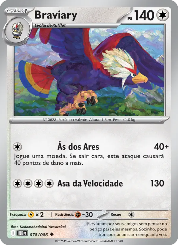 Carta Braviary, número 078/86 da coleção Raio Preto