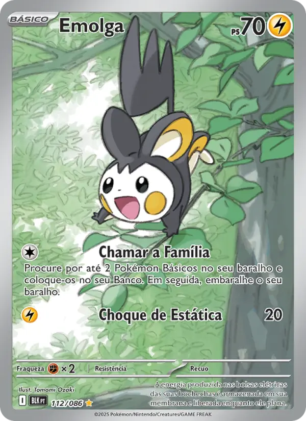 Carta Emolga, número 112/86 da coleção Raio Preto